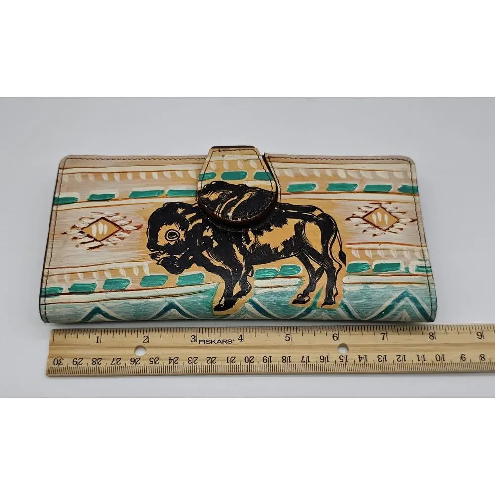 American Darling Magnet Snap Buffalo Wallet Genuine Leather New No Wrist Strap